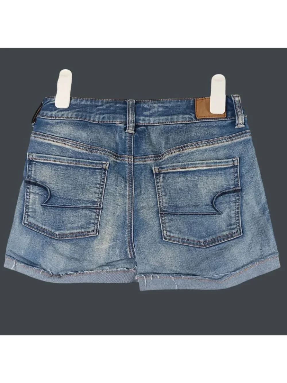 American Eagle MIDI Super Stretch Denim Shorts Womens 4 Blue 27x4 Summer Beach